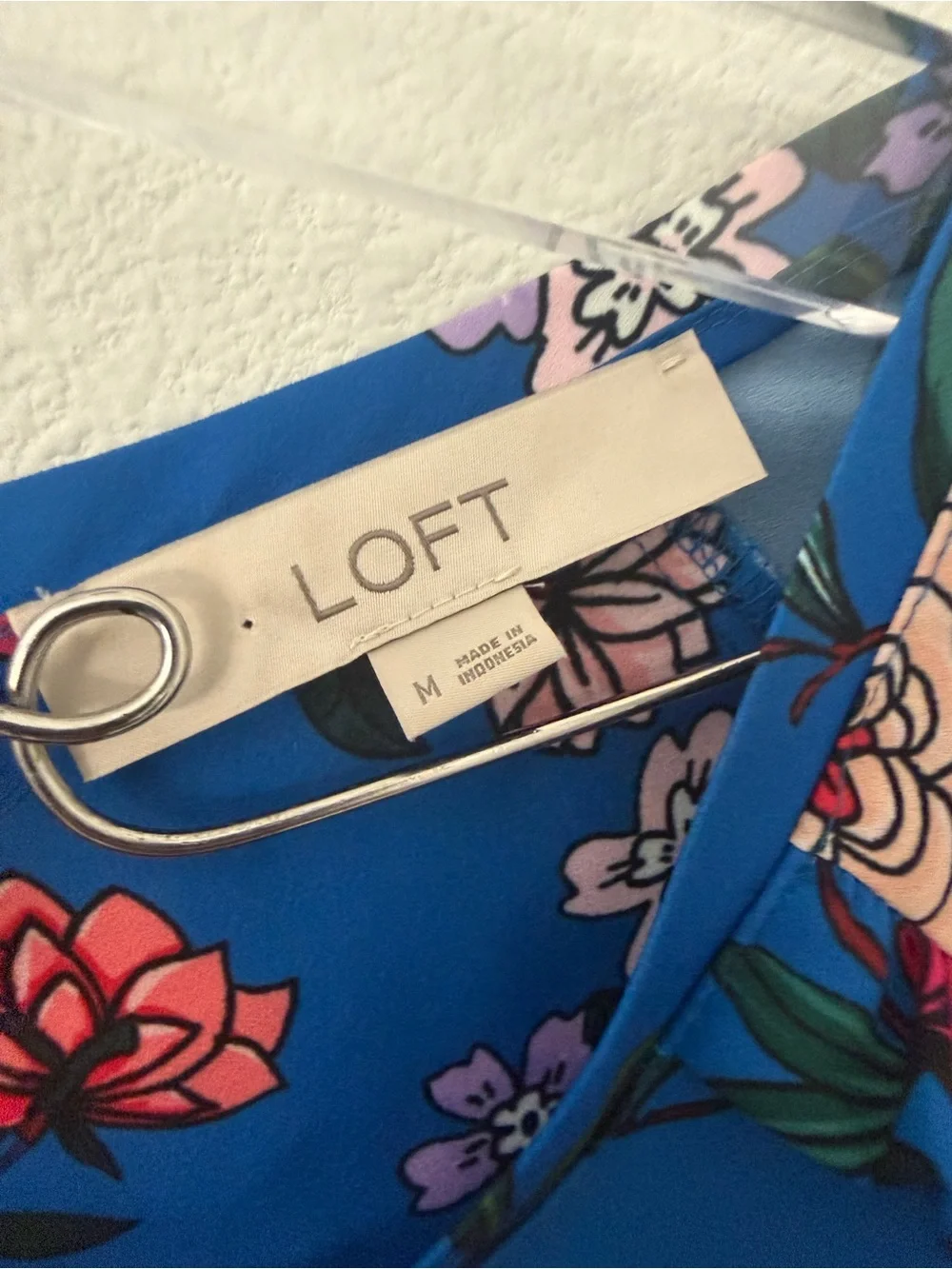 LOFT Blue Floral & Tiger Cap-Sleeve Blouse